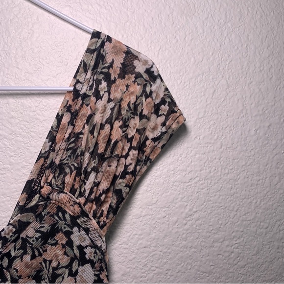 NWT Mesh Floral Mini dress black pink lace slip dress babydoll coquette short - Picture 8 of 16